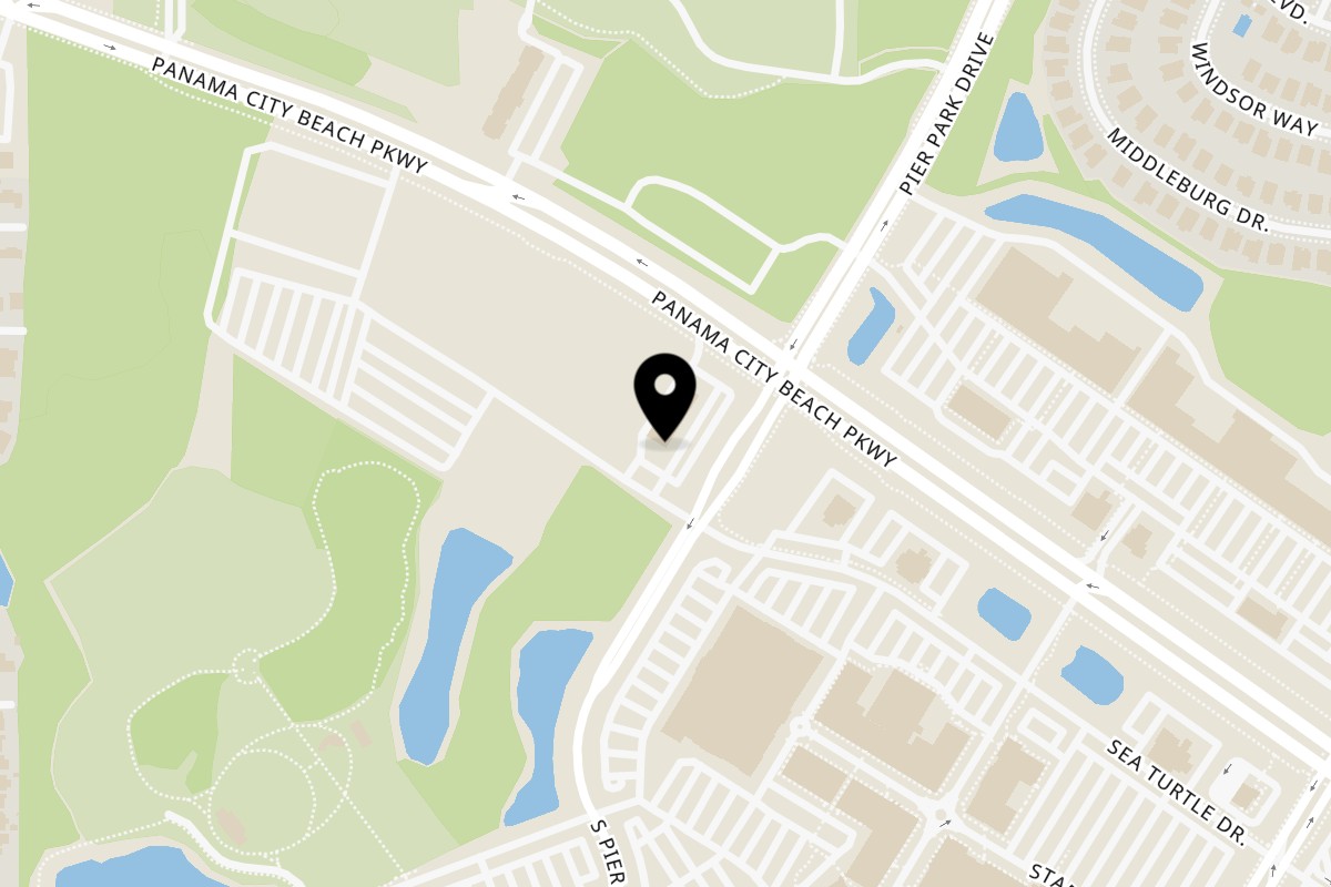 Map showing the location of The Bird & Brew Co. on 100 Pier Park Dr Unit 130 in Panama City Beach